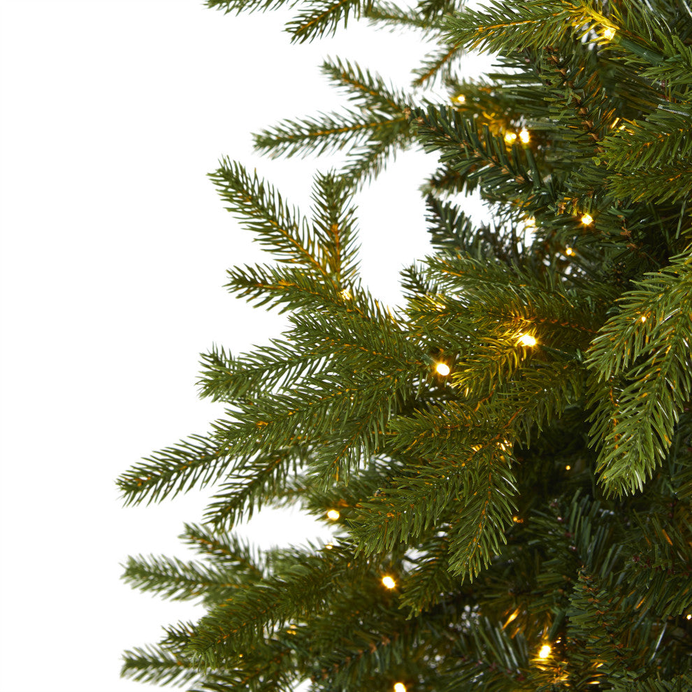 7' Belgium Fir Natural Look Artificial Christmas Tree With 500 Clear LED Lights