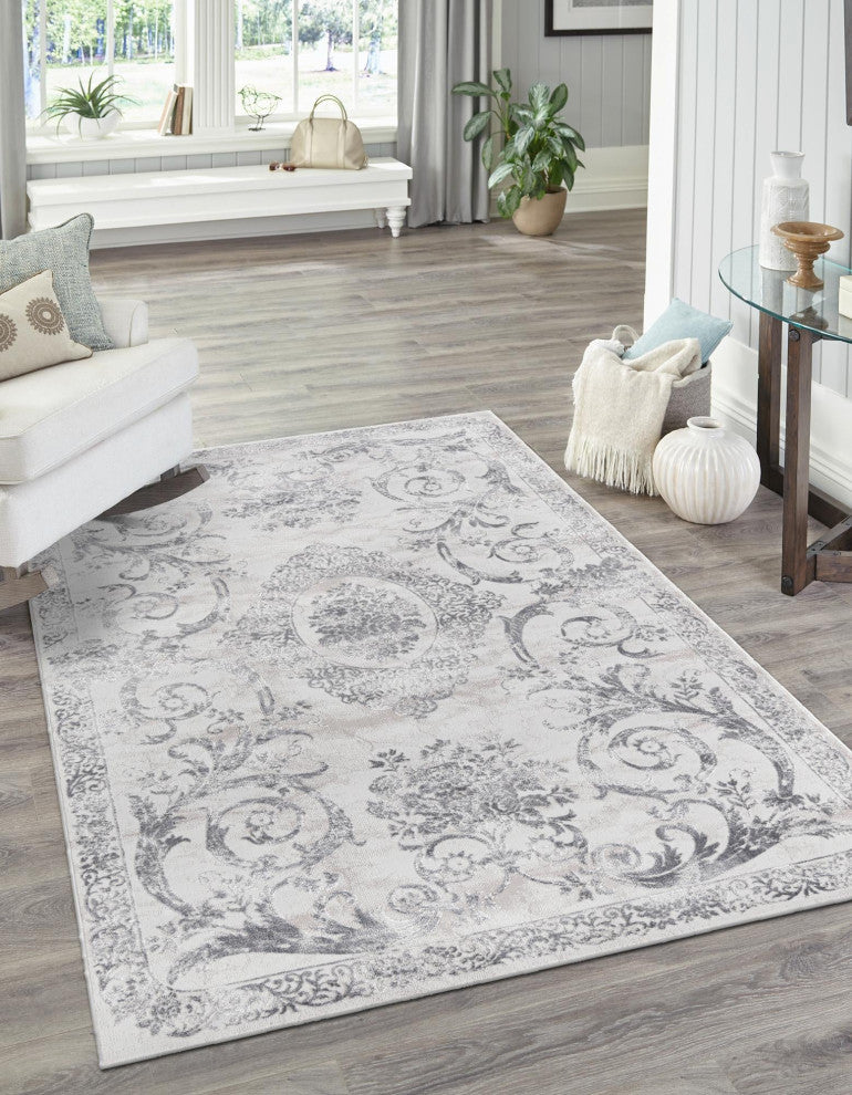 Unique Loom Diana Finsbury Rug, Gray, 4'x6'