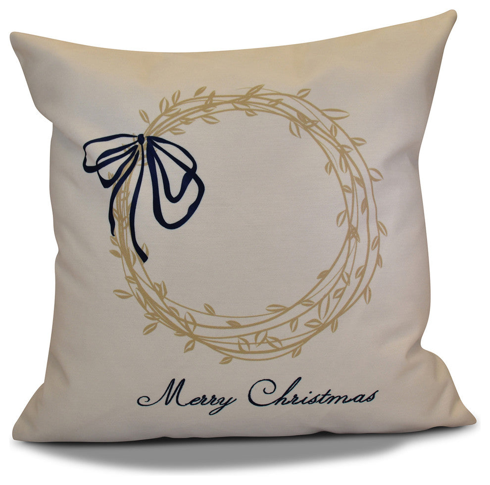 Merry Wishes Pillow, Taupe, 18"x18"