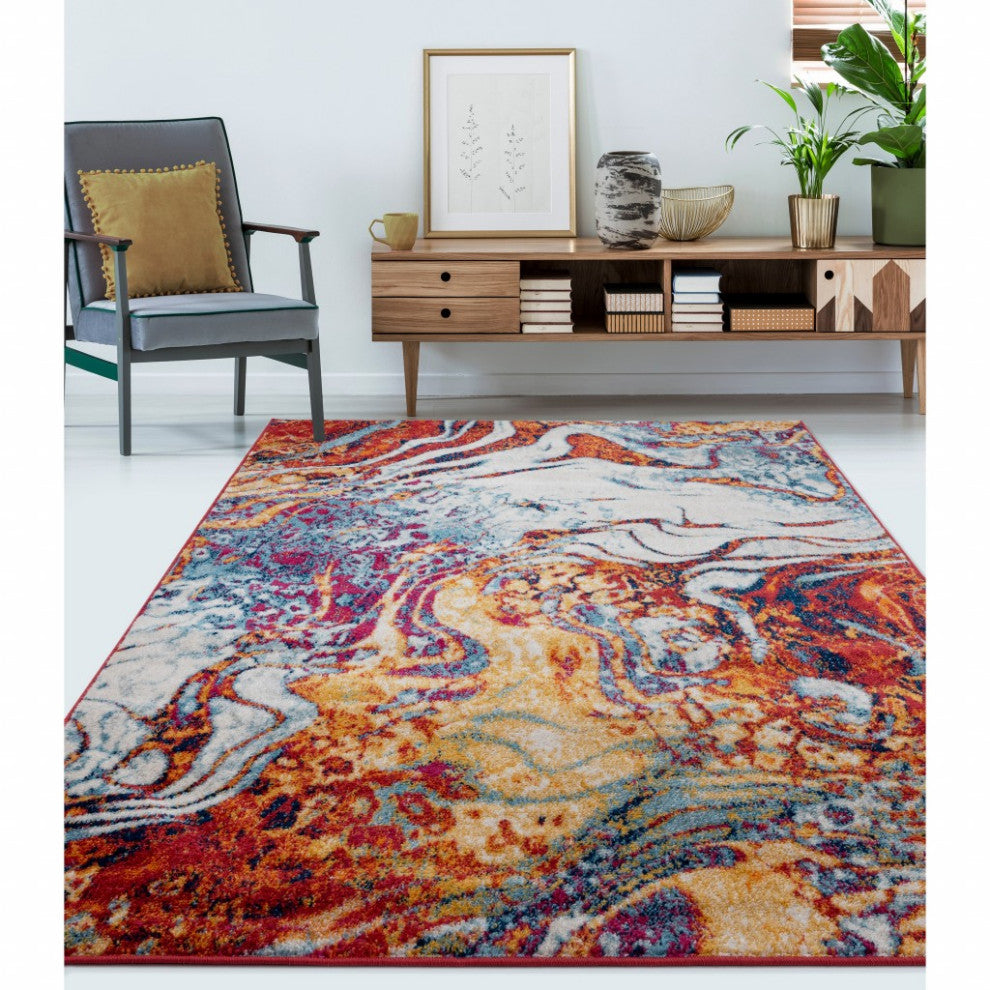 8??x 10??Brown and Blue Collision Area Rug