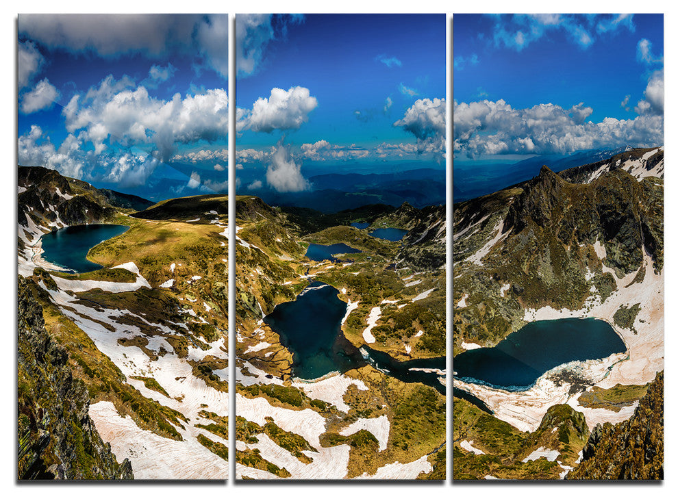 "Bright Blue Sky Over Seven Rila Lakes" Metal Wall Art, 3 Panels, 36"x28"