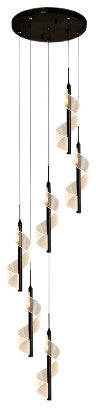 Bonassola | Exceptional Long Spiral LED Pendant Chandelier, Black, 6pcs