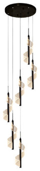 Bonassola | Exceptional Long Spiral LED Pendant Chandelier, Black, 6pcs