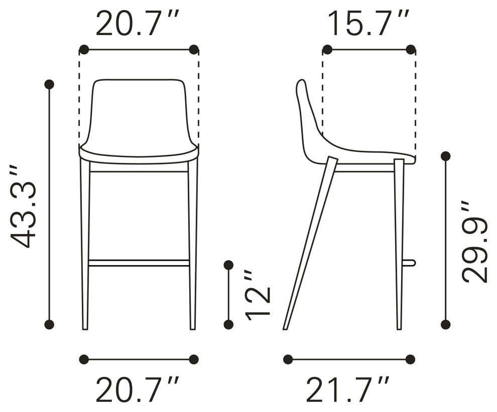 Magnus Bar Chair, Set of 2 Black