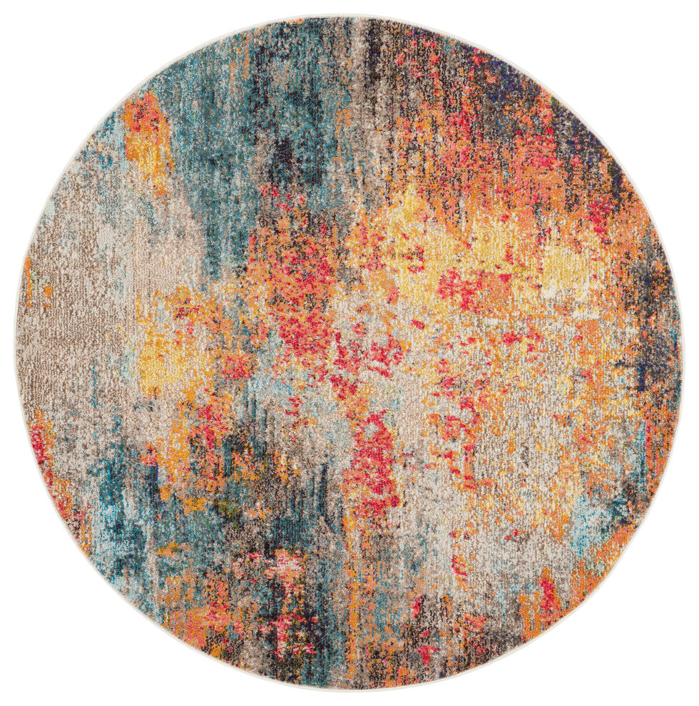 Nourison Celestial 4' x Round Multicolor Modern Indoor Area Rug