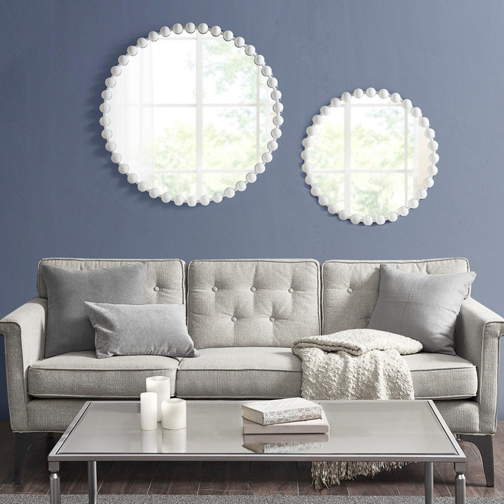 Madison Park Signature 27" White Round Iron Framed Wall Decor Mirror