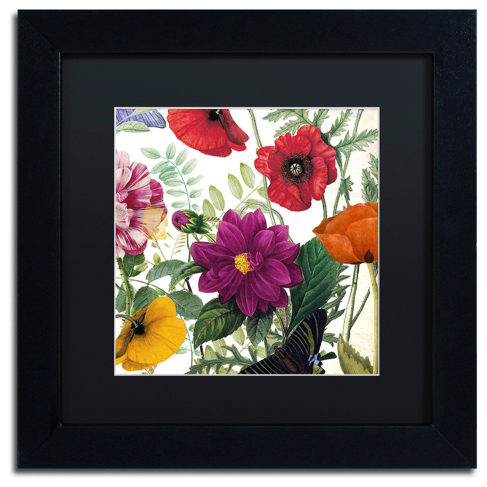 Color Bakery 'Printemps III' Matted Framed Art, Black Frame, Black Mat, 11x11