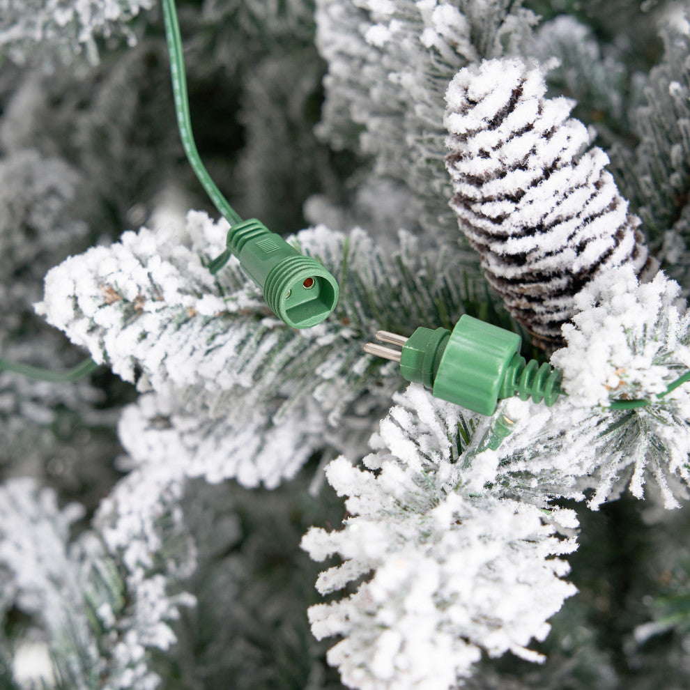 10ft. Prelit Flocked Livingston Fir Artificial Christmas Tree With Pine Cones