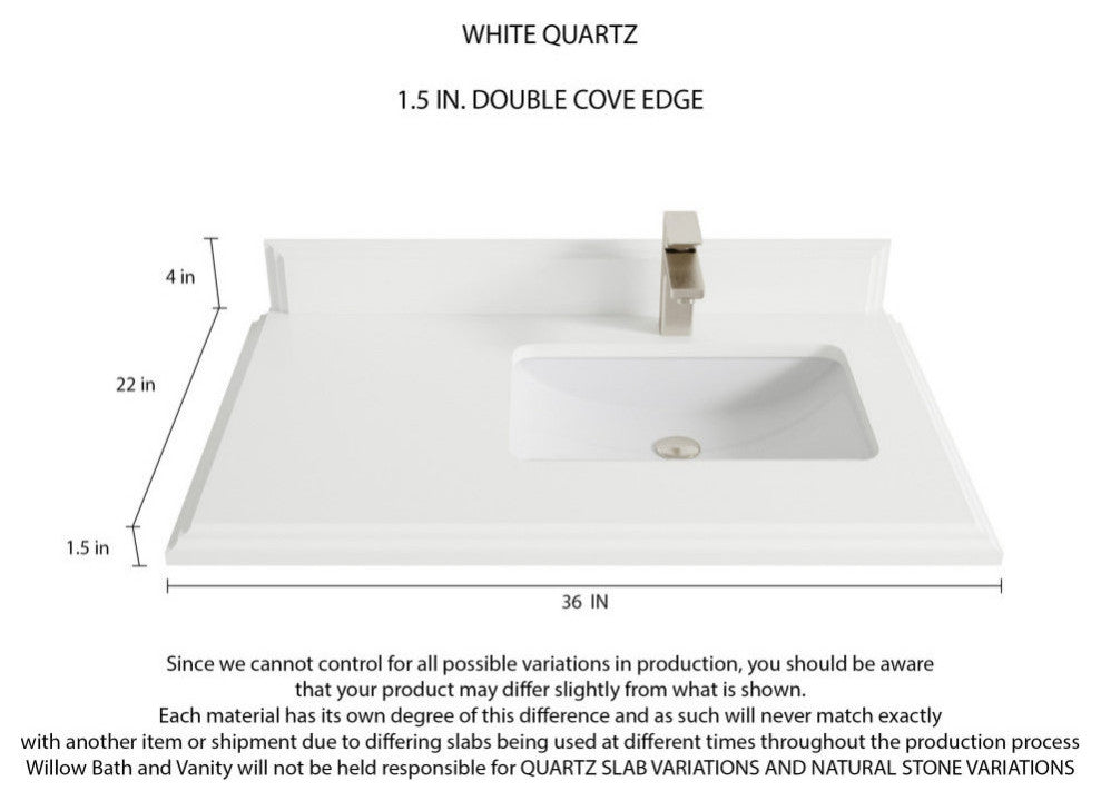 Elizabeth 36 Right Offset Bath Vanity in Light Natural Teak 1.5" White Quartz