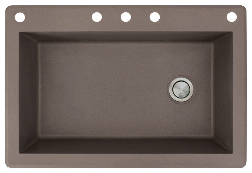 Radius 33" silQ Granite Single Bowl Kitchen Sink with 5 Holes in Espresso