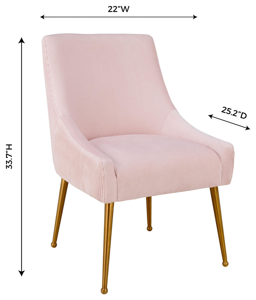 Beatrix Pleated Velvet Side Chair, Blush