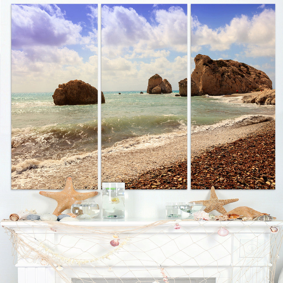 "Amazing Aphrodite's Rock in Cyprus" Metal Wall Art, 3 Panels, 36"x28"