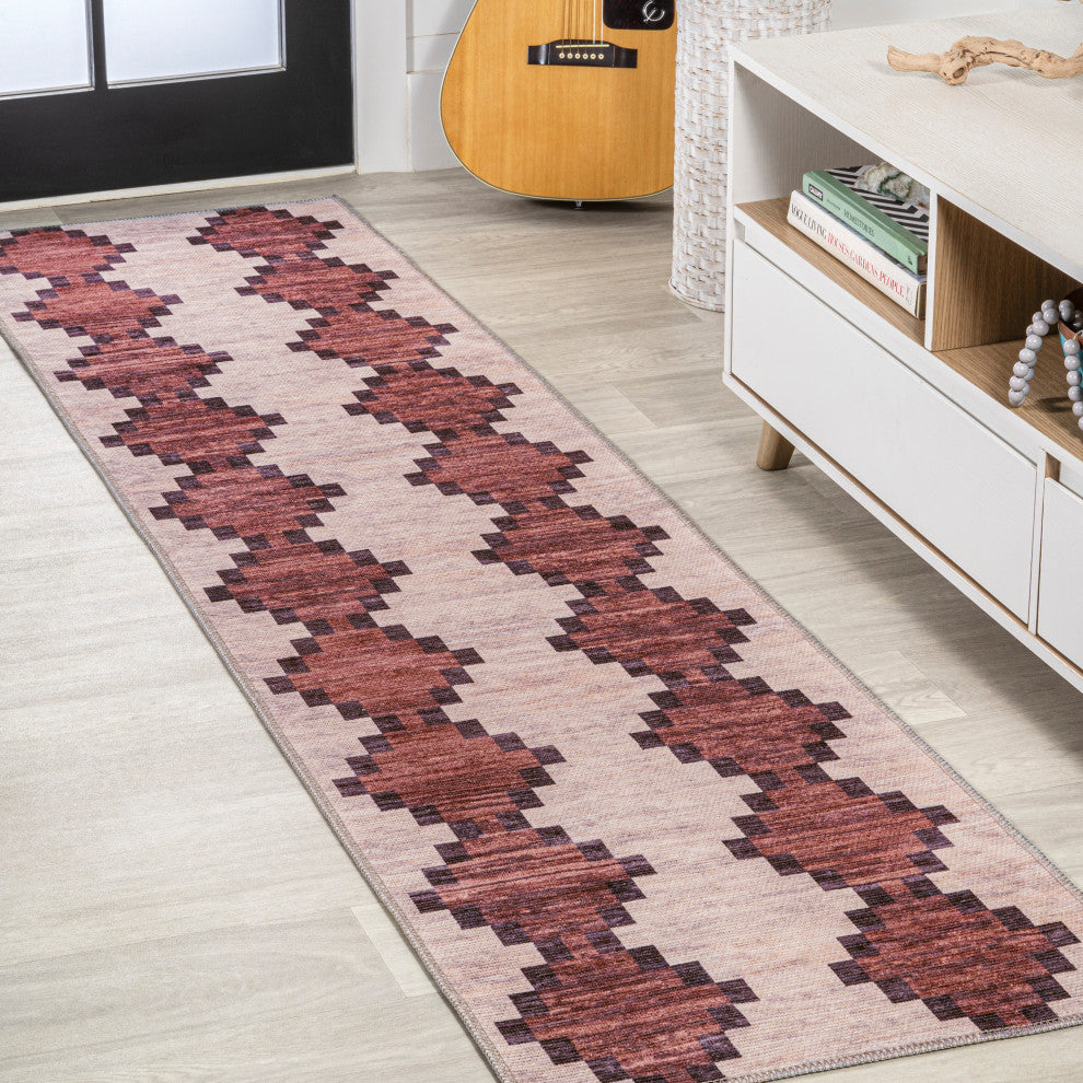 Timantii Modern Trellis Kilim Area Rug, 2x8