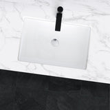 STYLISH 24" Rectangular Undermount Ceramic Bathroom Sink With 2 Overflow Finishe