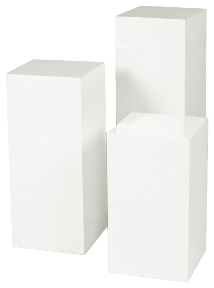 Cube 3 Piece Pedestal Table Set, White Lacquer