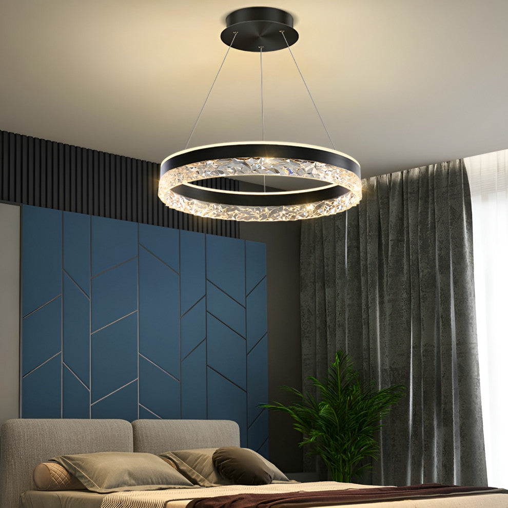 Chatel-Saint-Denis | Crystal Chandelier in the Shape of Ring, Gold, Cool Light