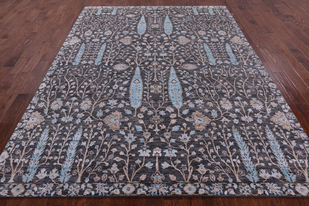 8' 1" X 10' 1" Wool and Silk Persian Ziegler Hand-Knotted Rug Q9240