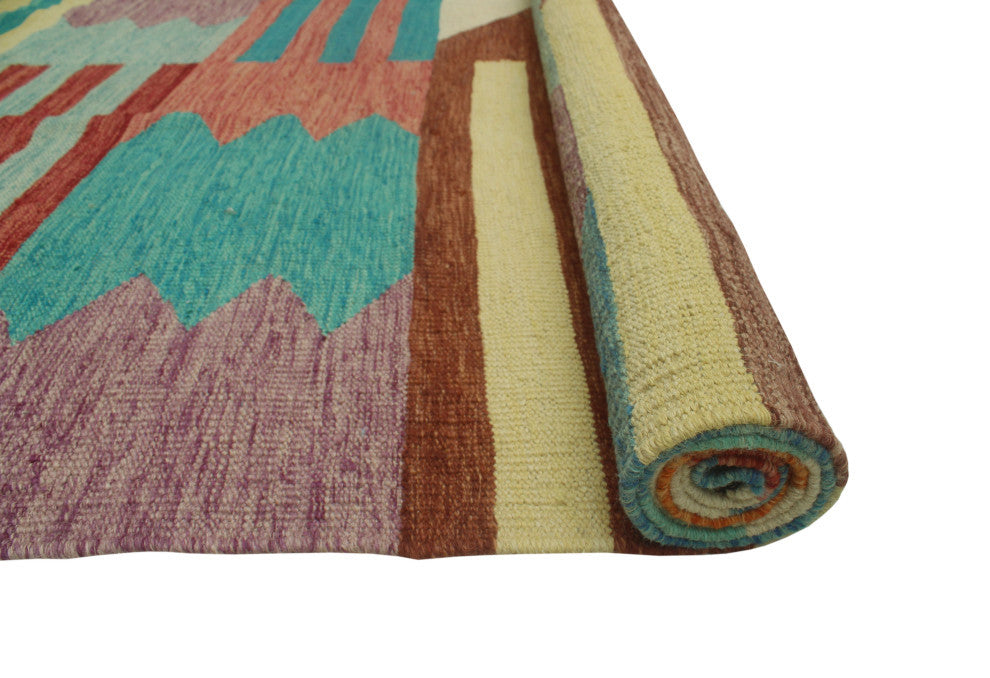 Winchester Kilim Mashavu Light Blue/Orange Rug, 6'11x10'1