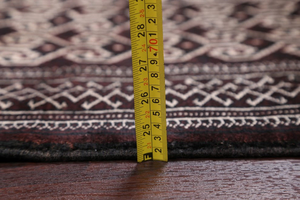 Hand Made Persian Traditional Turkoman Oriental Area Wool Rug, Brown, 4'0"X2'10"