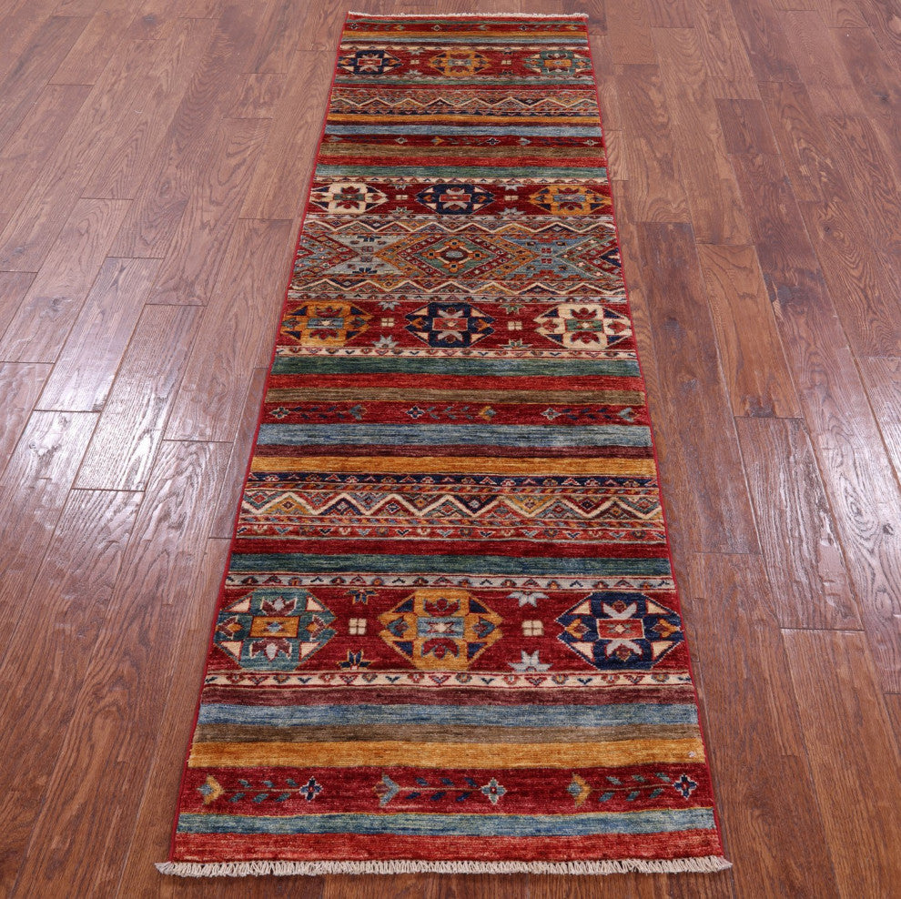 2' 3" X 8' 2" Super Kazak Khorjin Handmade Runner Rug Q11006