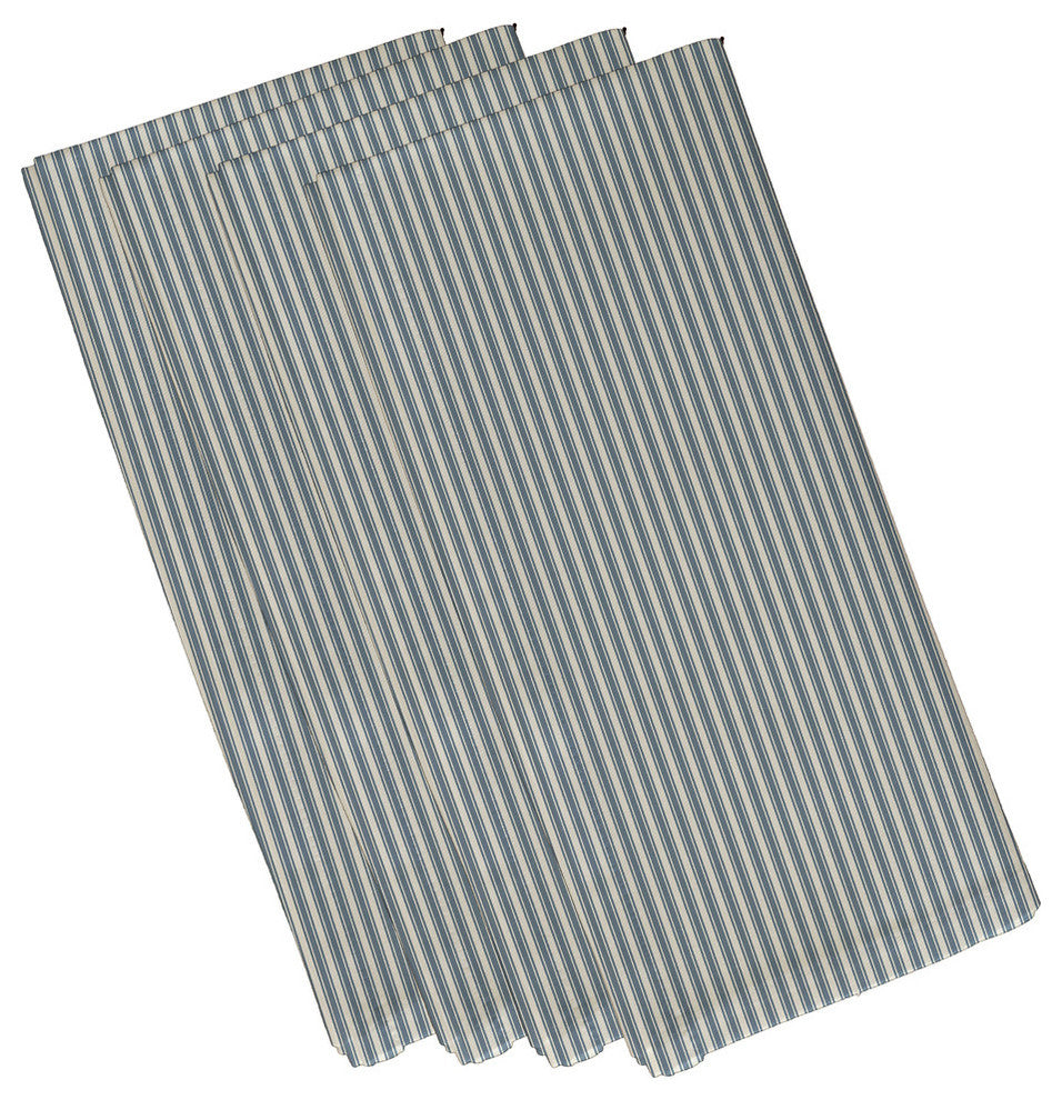 19"x19" Ticking Stripe Napkins, Set of 4, Navy Blue