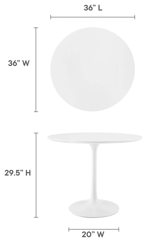 Lippa Round Wood Top Dining Table, White, 36"