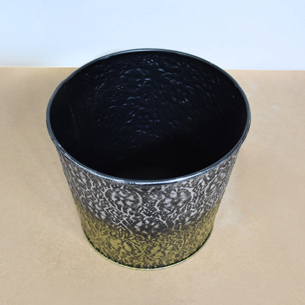 Handmade 100% Iron Round Modern Dusty Planters Pot Coated, Light Silver