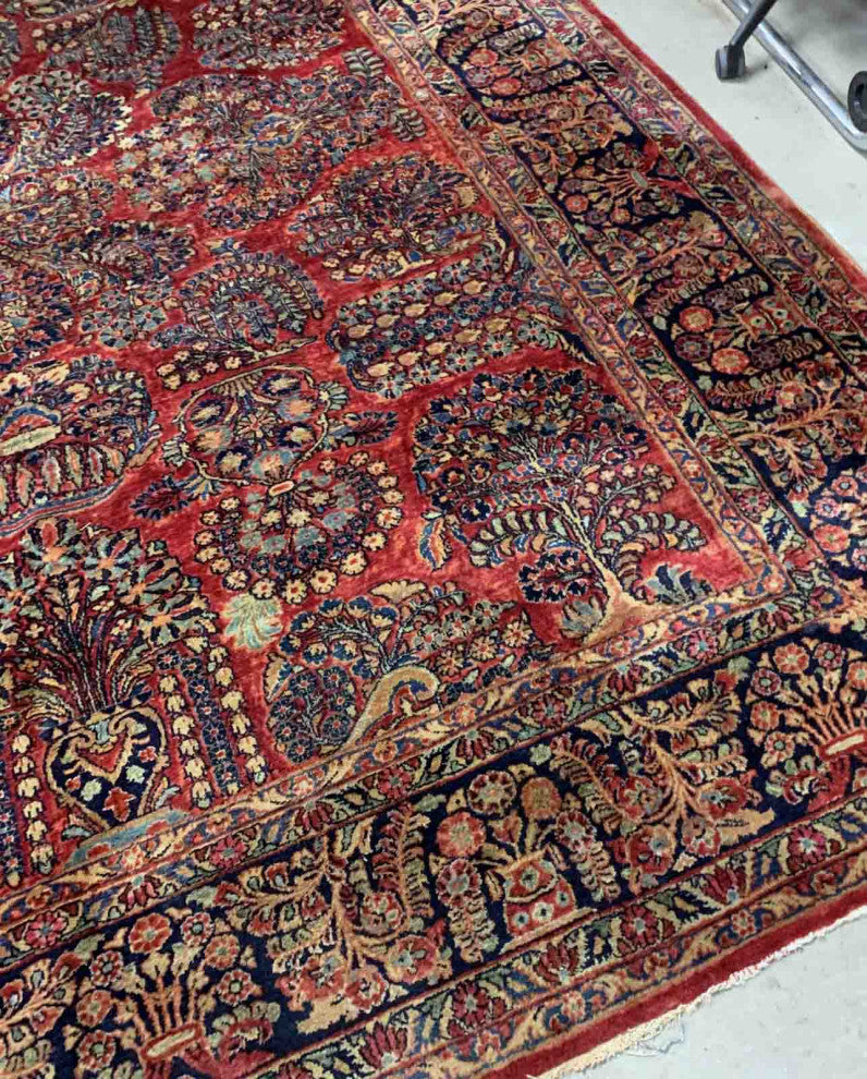 Handmade Antique Persian Sarouk Rug, 9.1'x11.6', 277cmx353cm 1920s