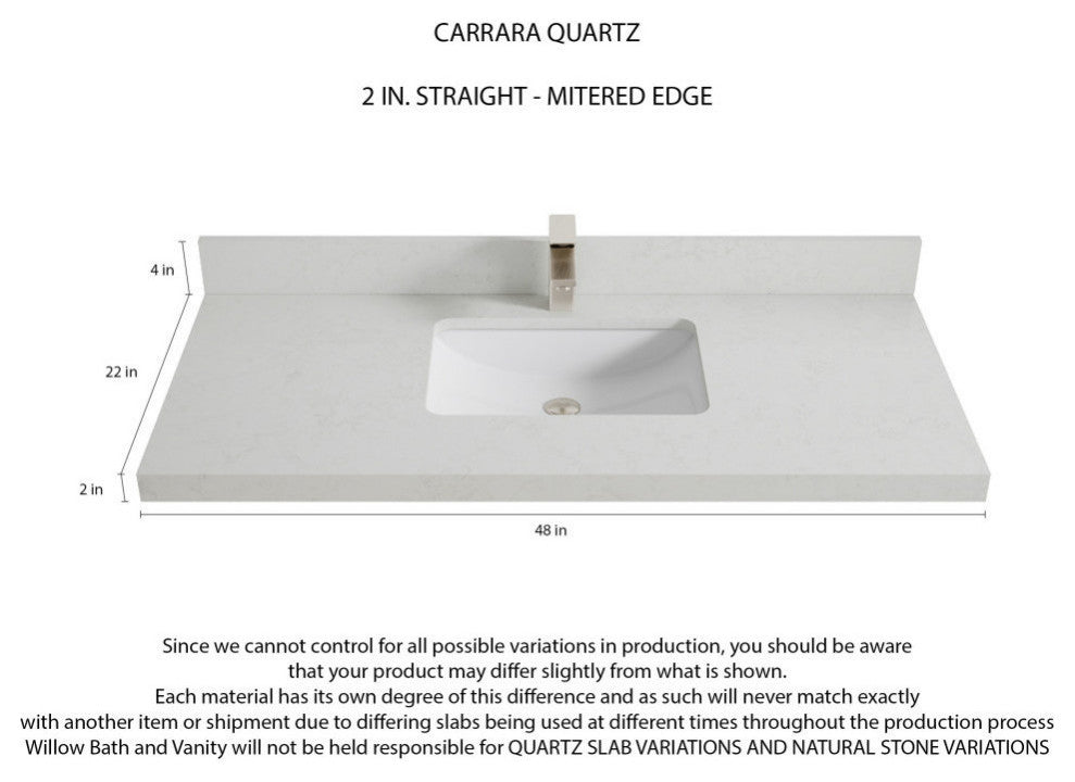 Elizabeth 48 Single Sink Bath Vanity in Dark Walnut Teak 2" Carrara Quartz