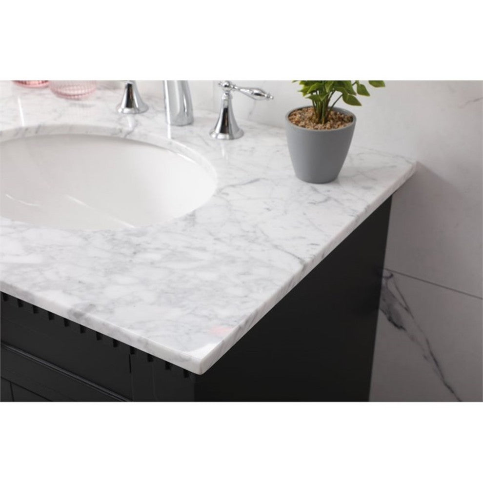 Elegant Decor Clarence 30" Solid Wood Metal Single Bathroom Vanity Set in Black