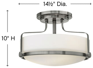 Hinkley Harper 14.5" Semi-Flush Ceiling Light, Brushed Nickel