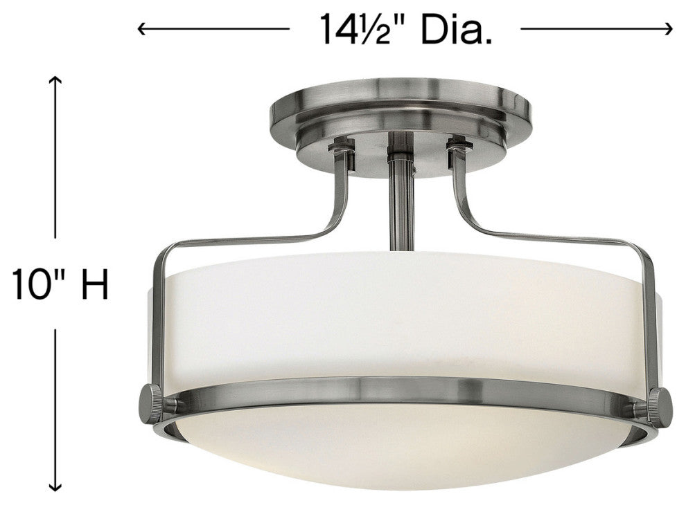 Hinkley Harper 14.5" Semi-Flush Ceiling Light, Brushed Nickel