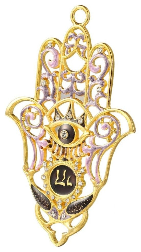Hanging Hamsa w Evil Eye Wall decor Pewter Traditional Hamsa Decoration