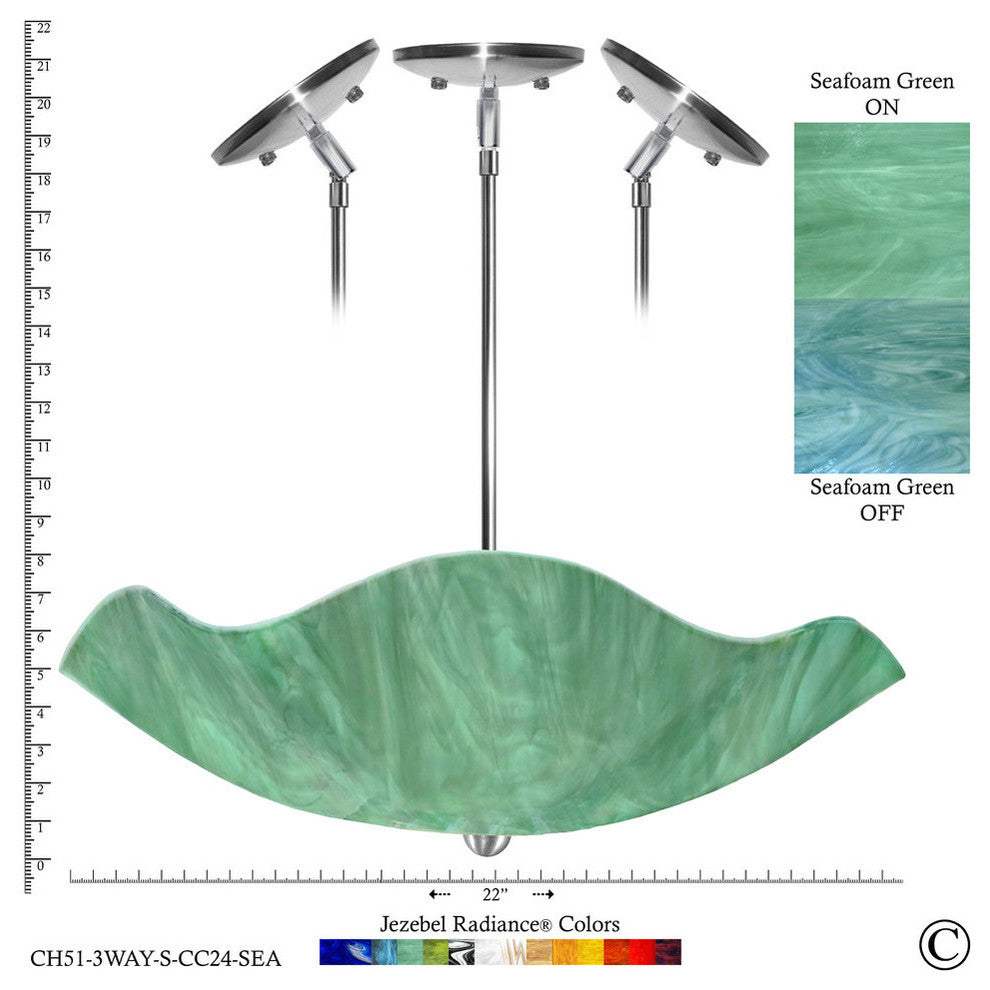 Jezebel Radiance Camellia Chandelier, Seafoam Green, 66" Drop Height