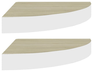 vidaXL Wall Corner Shelves Wall Floating Corner Shelf 2 Pcs Oak and White MDF