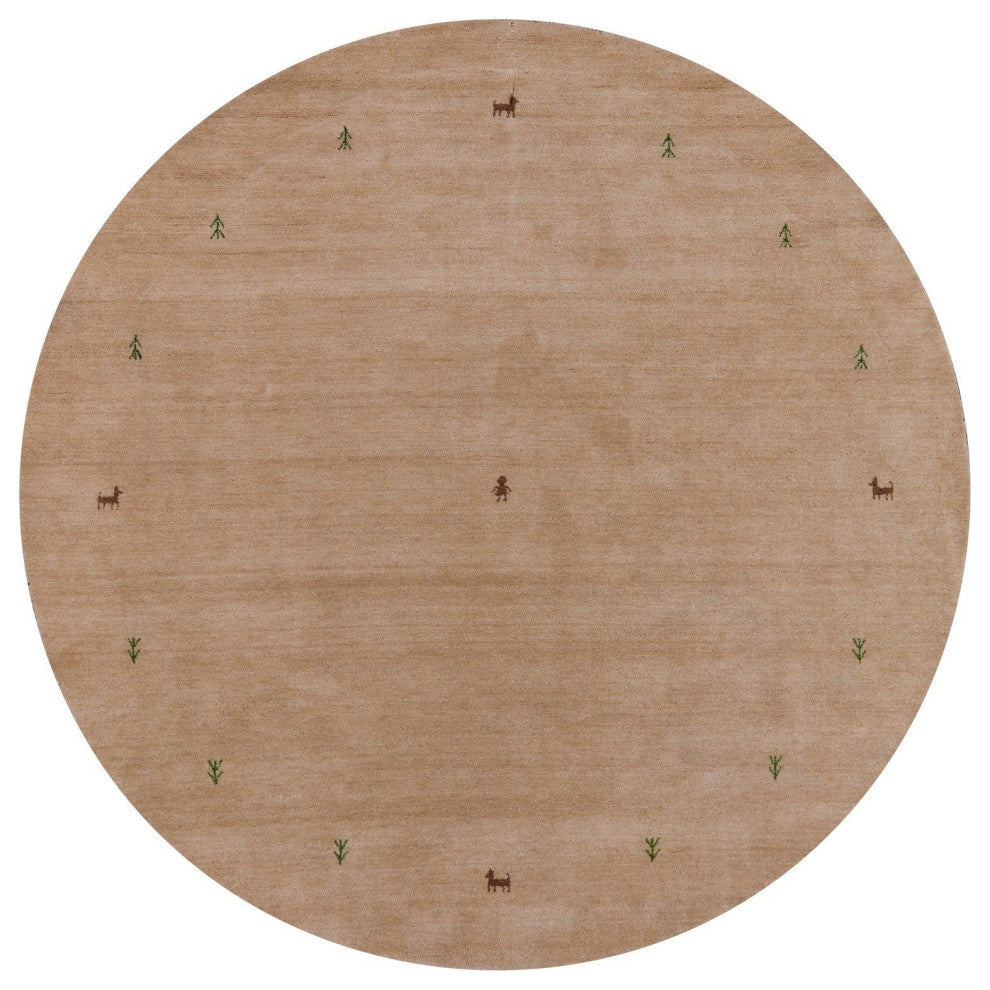 8' Round Persian Gabbeh Hand Knotted Rug Q4292