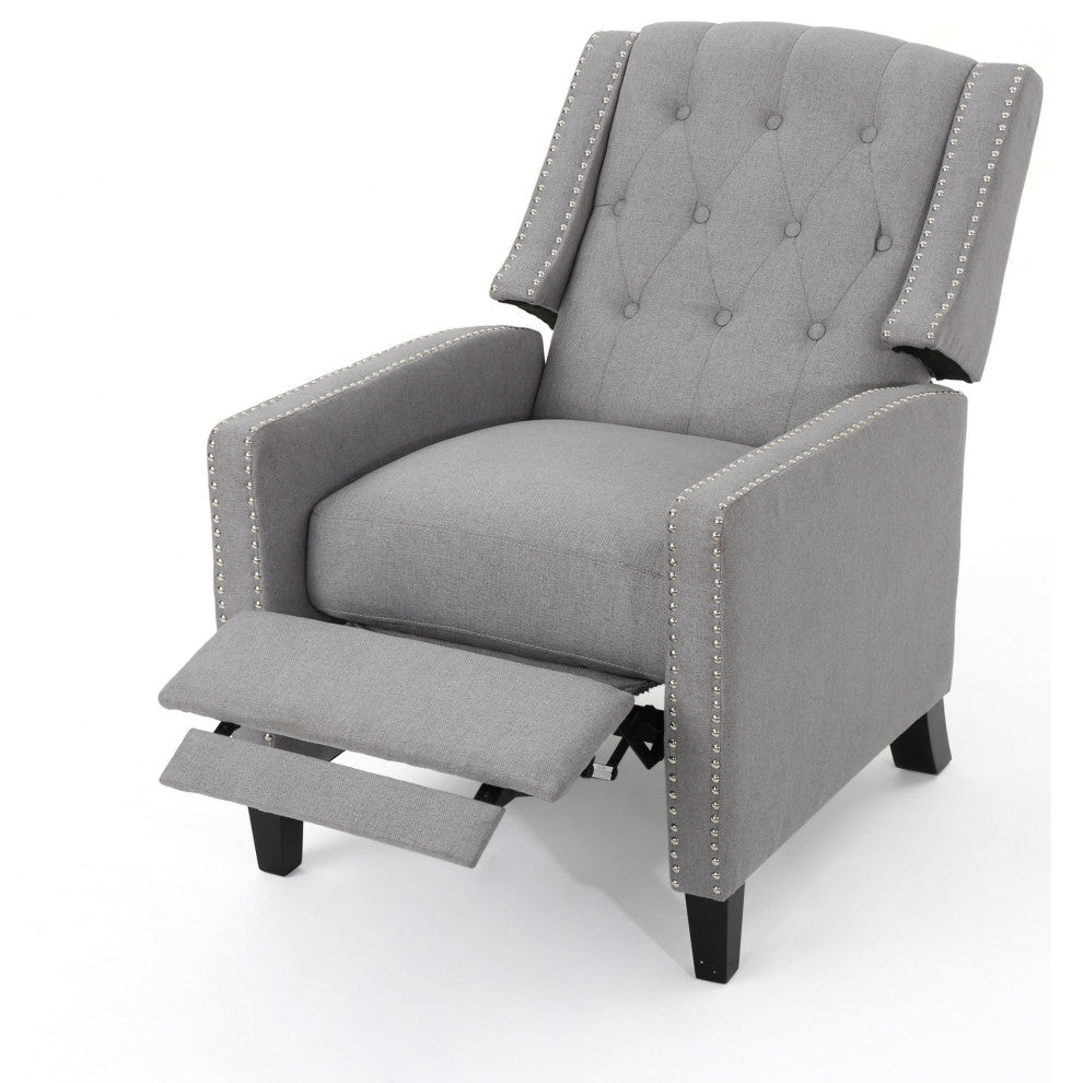 GDF Studio Izaak Tufted Back Fabric Recliner Chair, Light Gray