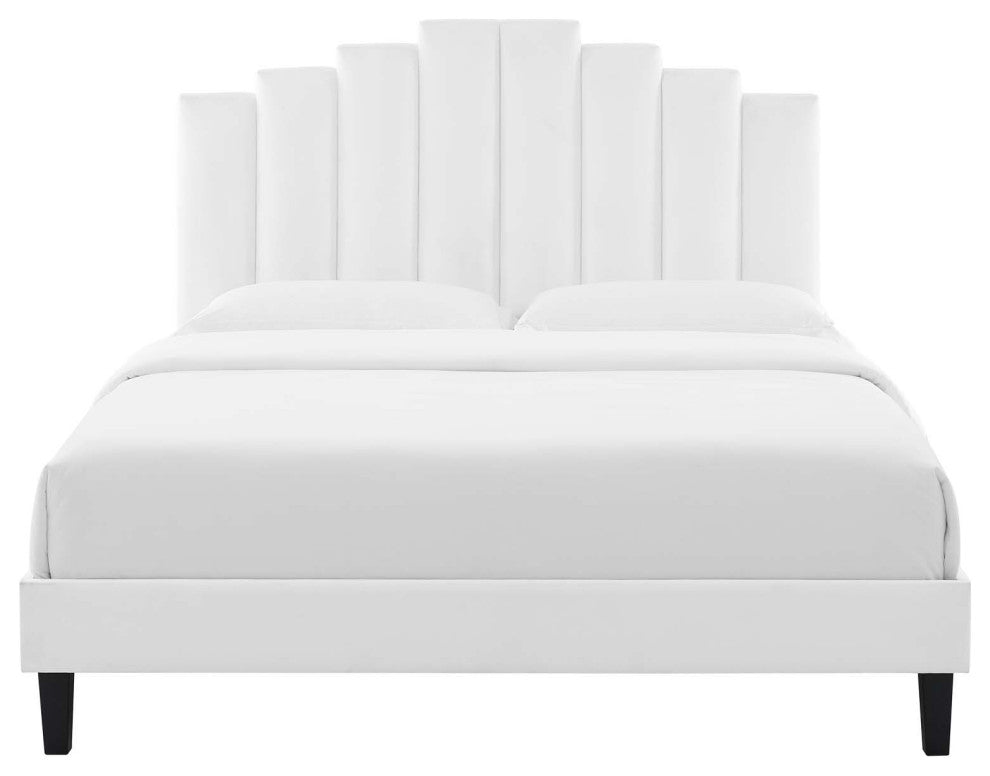 Elise King Performance Velvet Platform Bed MOD-6878-WHI