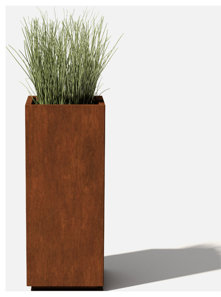 Metallic Series Corten Steel Pedestal Planter, Tall