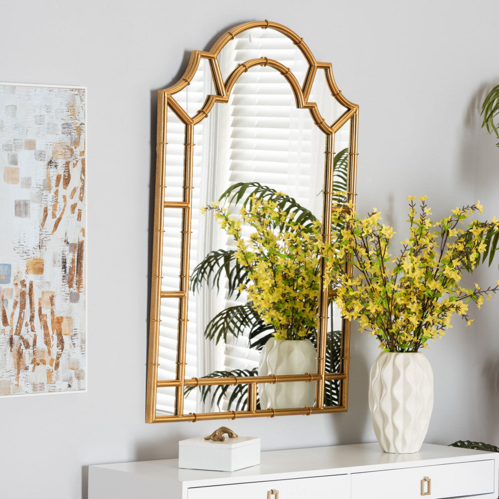 Bedivere Modern Glam and Luxe Antique Goldleaf Metal Accent Wall Mirror