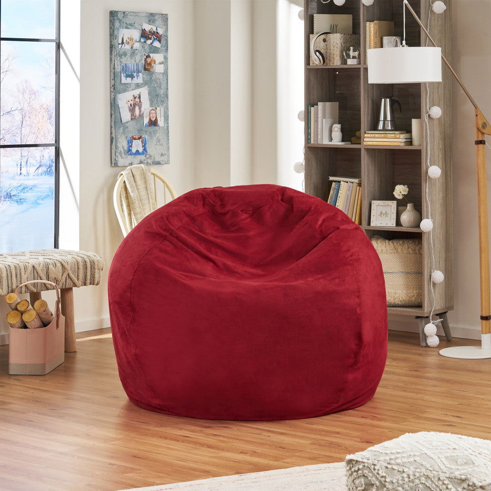 GDF Studio Waldo Faux Suede 5 Foot Bean Bag, Red