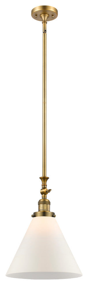X-Large Cone 1-Light Mini Pendant, Brushed Brass, Matte White