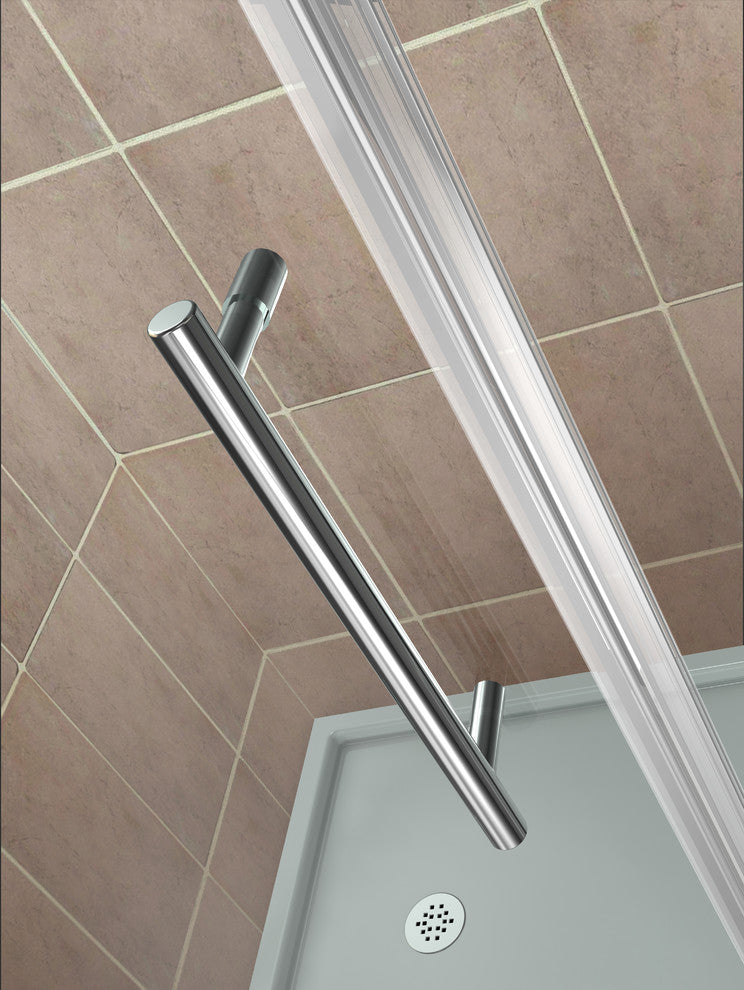 Kinkade 33.75"-34.25"x72" Frameless Hinged Shower Door, Chrome
