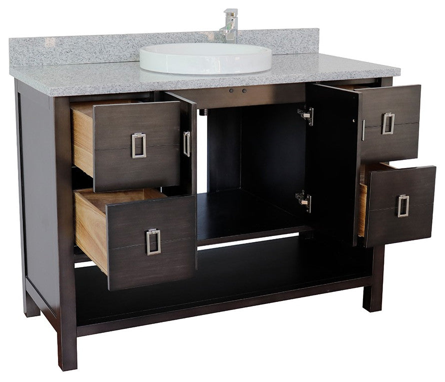 49" Single Vanity, Silvery Brown Finish With Gray Granite Top