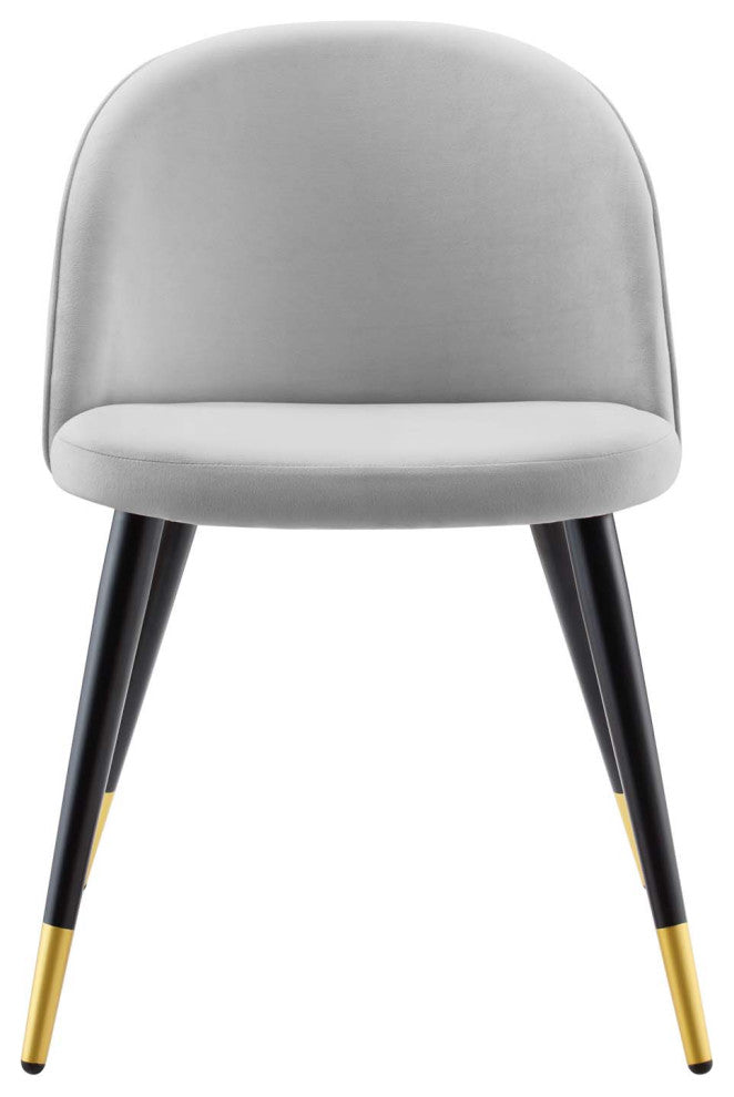 Side Dining Chair, Set of 2, Velvet, Gray, Modern, Cafe Bistro Restaurant