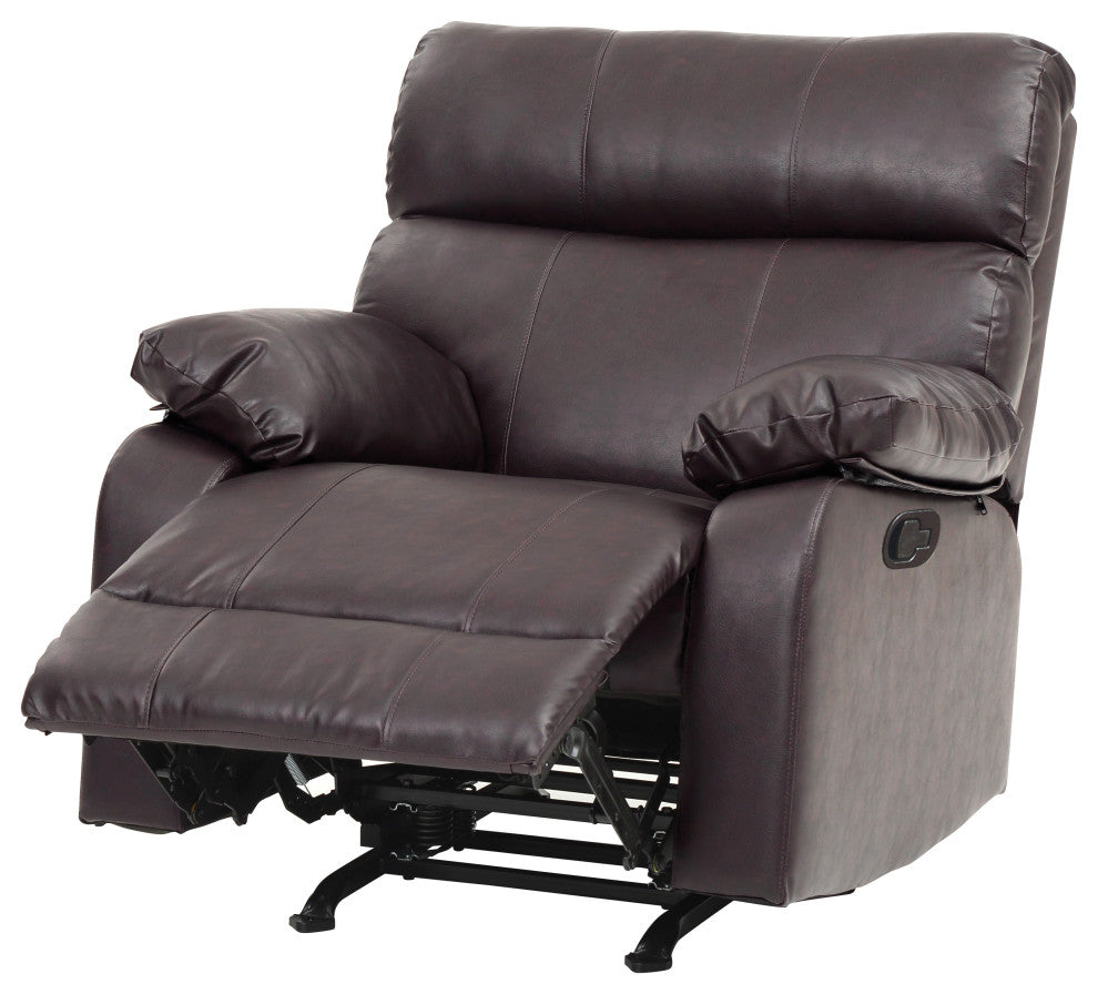 Clarke Rocker Recliner, Brown/Faux Leather