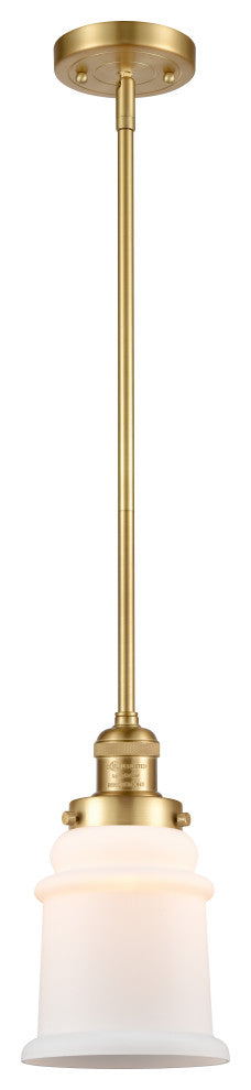 Canton 1 Light Mini Pendant, Satin Gold, Matte White