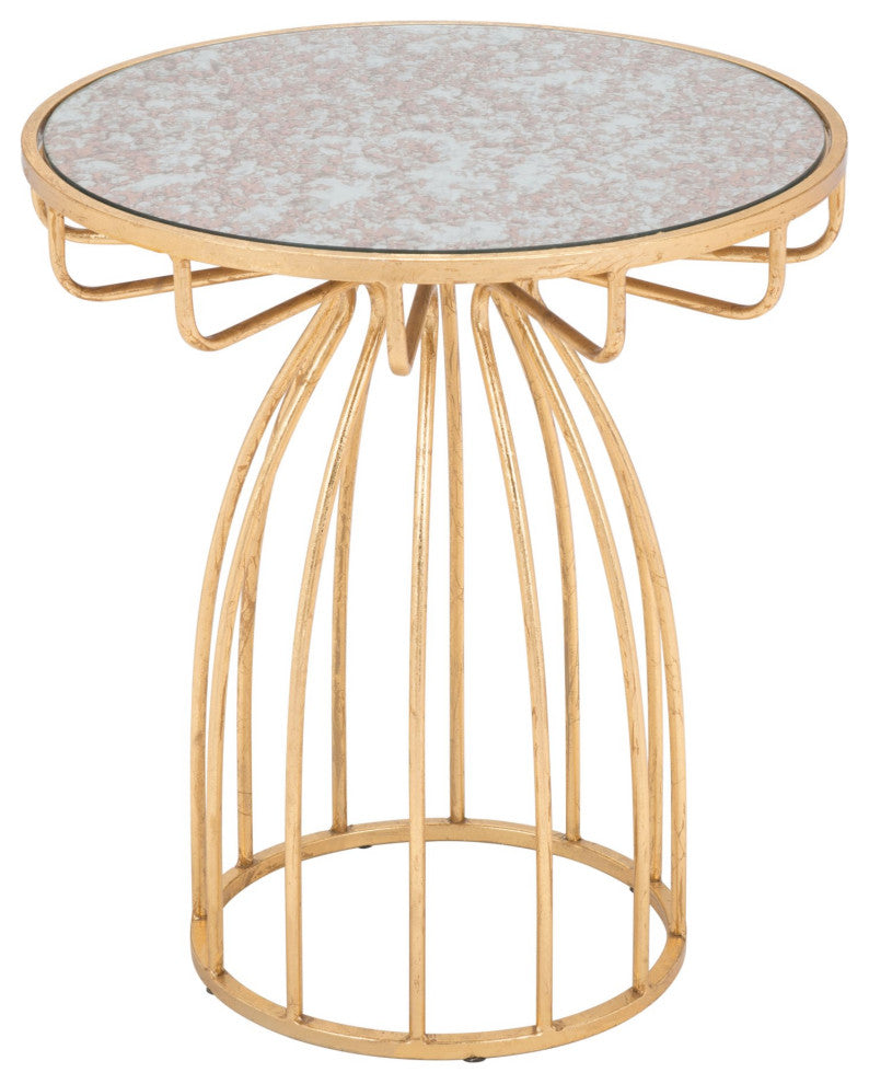 Sofa Side Table, Round, Glass, Steel Metal, Gold, Lounge Cafe Lobby Hospitality