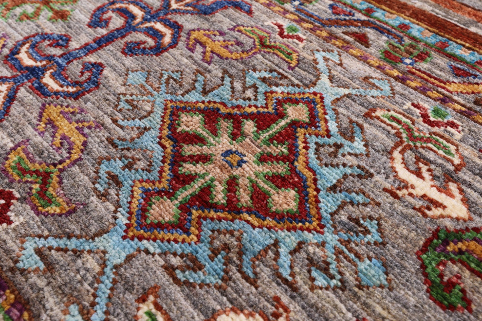 5' 0" X 6' 11" Super Kazak Khorjin Handmade Wool Rug - Q12318