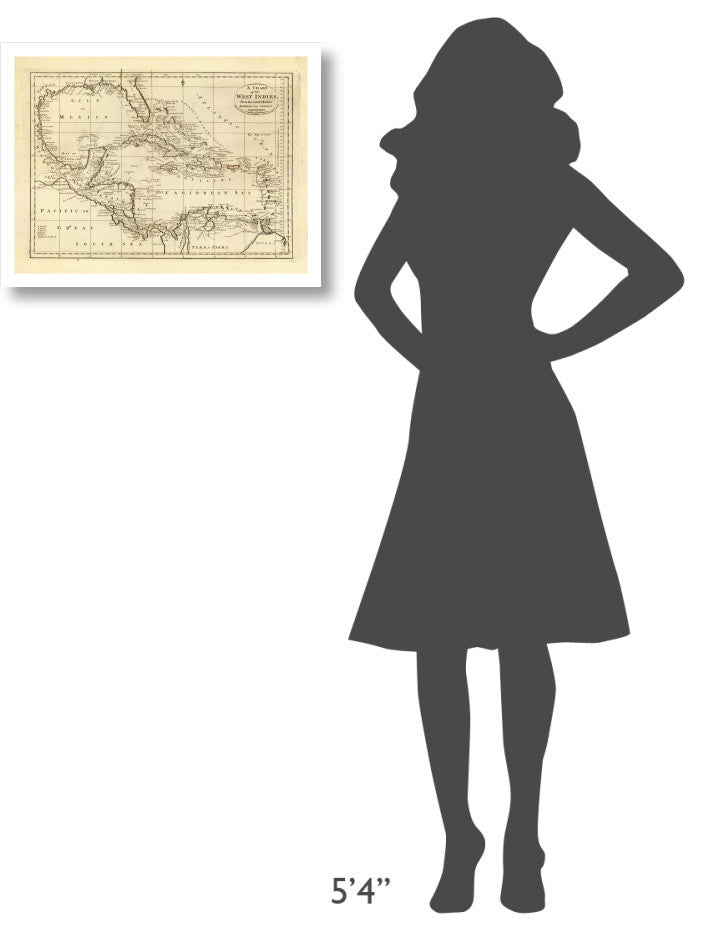 "Chart of the West Indies, 1811" Digital Paper Print by Mathew Carey, 24"x18"